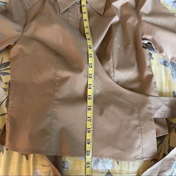 Express Sateen Wrap Top, Tan, Size 1/2 - Picture 7 of 9